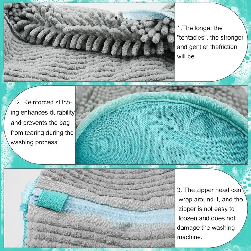 Cocoyeye Shoe Washing Machine Bag, Laundry Shoe Bag for Washer and Dryer, Reusable Zipper Plush Sneaker Washing Machine Bag for Shoes, Gym,Tennis Shoes, Sports Delicate Gray 2pc - Image 5